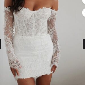 UNTAMED PETALS BY AMANDA JUDGE White Lace Mini Dress
